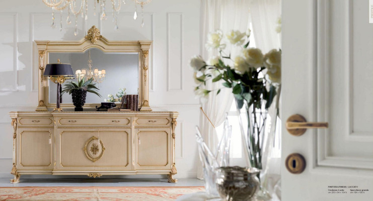 Suite Chest of drawers Mirror Console table Set Beige Bedroom Cabinets