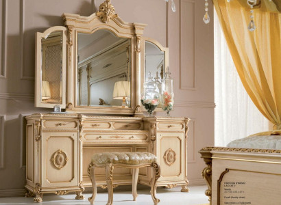 Dressing table Mirror Luxury Console table Beige Bedroom Set