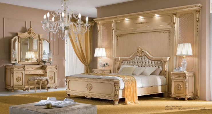 Dressing table Mirror Luxury Console table Beige Bedroom Set