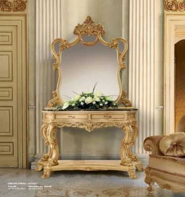 Suite Dressing table Mirror Console table Set Beige Bedroom