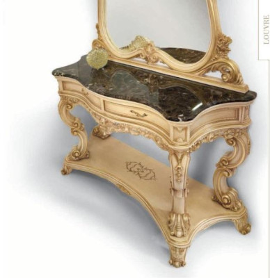 Suite Dressing table Mirror Console table Set Beige Bedroom