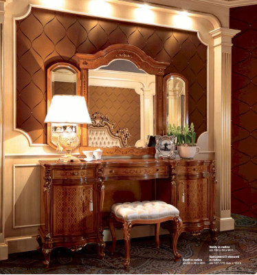 Luxury Dressing table Mirror Dressing Table Brown Bedroom Set