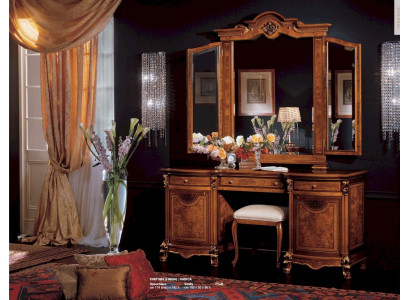 Dressing table Dressing table Mirror Console table Brown Luxury Wood Furniture