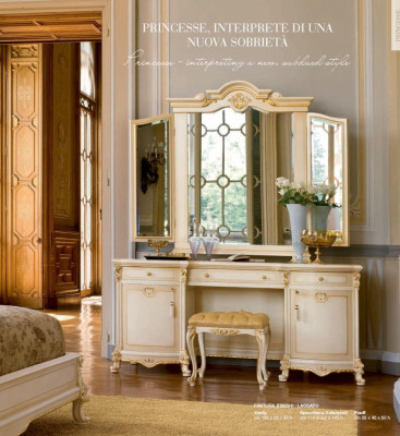 Dressing table Mirror dressing table Console table Beige Luxury Wood Set