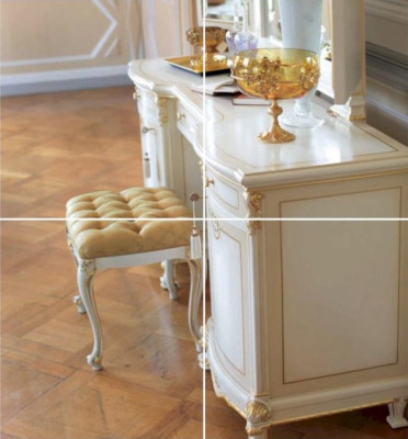 Dressing table Mirror dressing table Console table Beige Luxury Wood Set