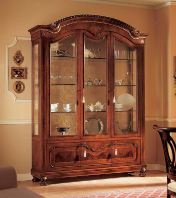 Display case Cabinets Showcases Brown Luxury Wardrobe Living room Wood Glass