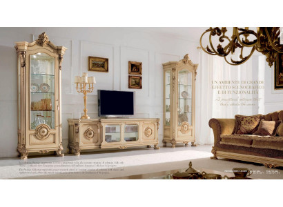 TV-cabinet Lowboard TV Stand Sideboard Wood Table Beige Living room Baroque