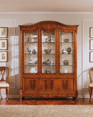 Luxury Display case Cabinets Showcases Brown Wardrobe Living room Wood Glass