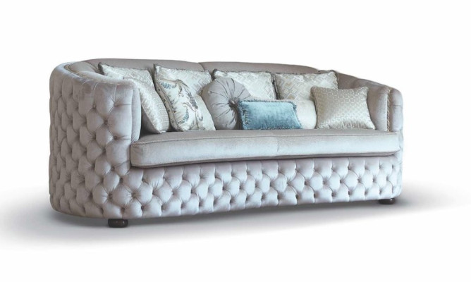 Three Seater Chesterfield Sofa 3 Seater Sofas Living room Gray Fabric