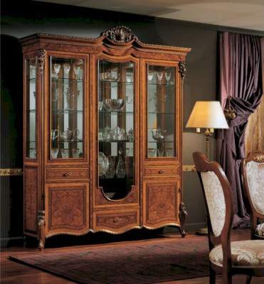 Luxury Display case Cabinets Brown Big Showcases Wardrobe Wood Living room