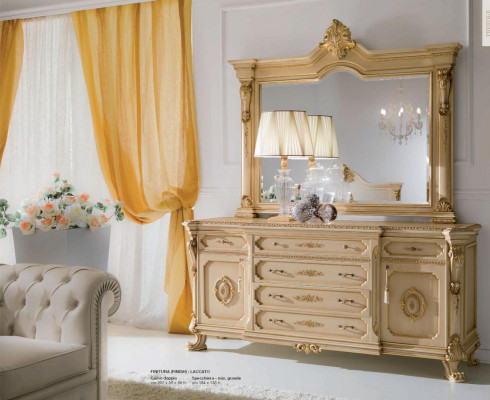 Chest of drawers Mirror Dressing table Dressing table Console Beige Suite Bedroom