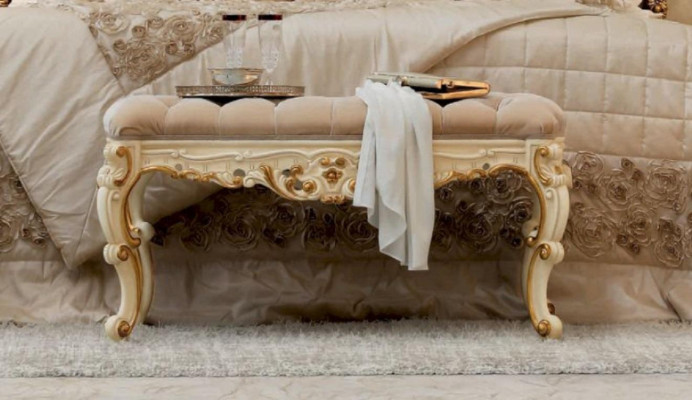 Suite Bedroom Bed Bedside table Stool Luxury Double bed Beige