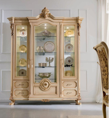 Display case Luxury Cabinets Showcases Wood Living room Furniture Beige Baroque