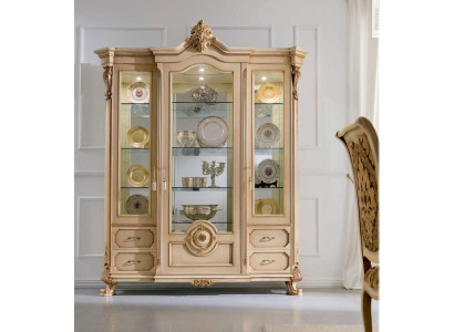 Display case Luxury Cabinets Showcases Wood Living room Furniture Beige Baroque