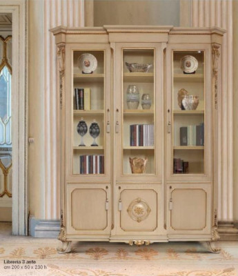 Living room Display case Luxury Big Cabinets Showcases Wood Living room Beige Baroque