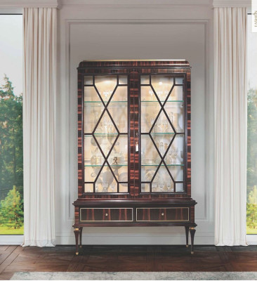 Display case Cabinets Showcases Luxury Wardrobe Living room Wood Brown Glass
