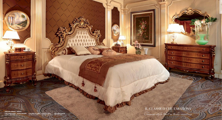 Chesterfield Double bed Bed Fabric Beds Bed frame Wood Baroque style