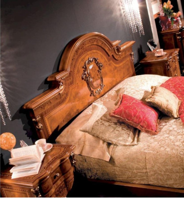 Bed Double bed Luxury Fabric Bedroom Beige Beds Wood Bed Frame