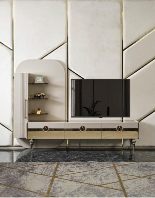 Luxury Wall unit Italian Style TV Stand Sideboard Gray Living room