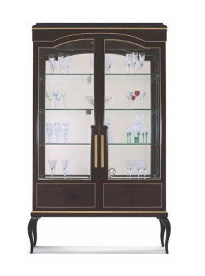Luxury Display case Cabinets Brown Showcases Wardrobe Living room Wood Glass