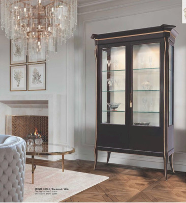 Display case Cabinets Showcases Luxury Wardrobe Living room Wood Black Glass