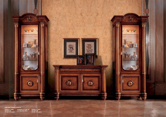 Display case Luxury Cabinets Showcases Wood Living room Furniture Glass Brown