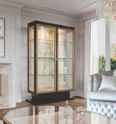Display case Cabinets Showcases Luxury Wardrobe Living room Wood Glass Black