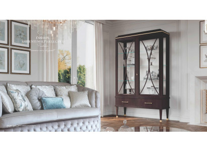 Display case Cabinets Showcases Luxury Wardrobe Living room Wood Brown Glass