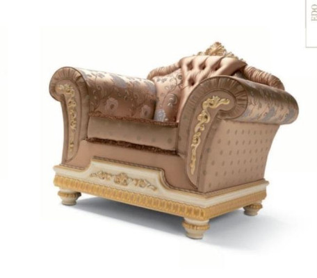 Armchair Luxury Seater Fabric 1 Seater Living room Furniture Beige Baroque Wood