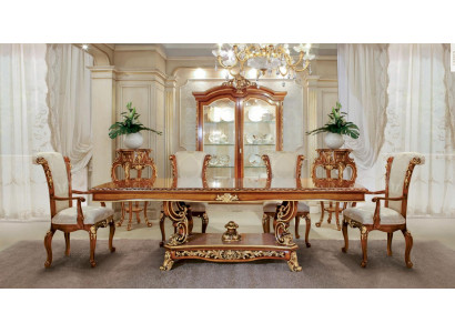 Dining set dinette Dining room Dining table Chair Suite Brown Baroque Gold Set 5 pieces