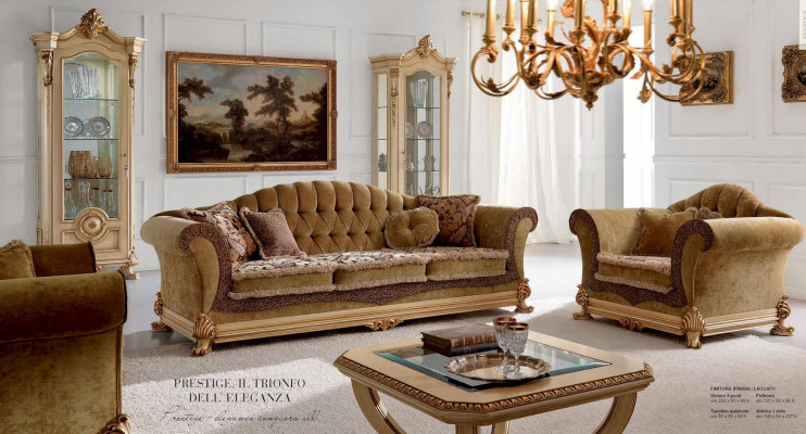 Armchair Luxury Seater Wing Chair Fabric Brown Living room Furniture Baroque