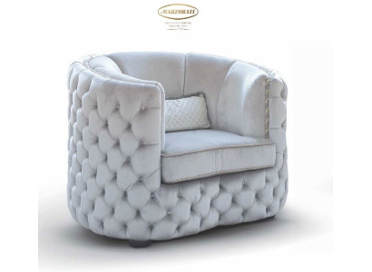 Chesterfield Armchair Seater 1 Seat Fabric Cocktail Chair Luxury Gray