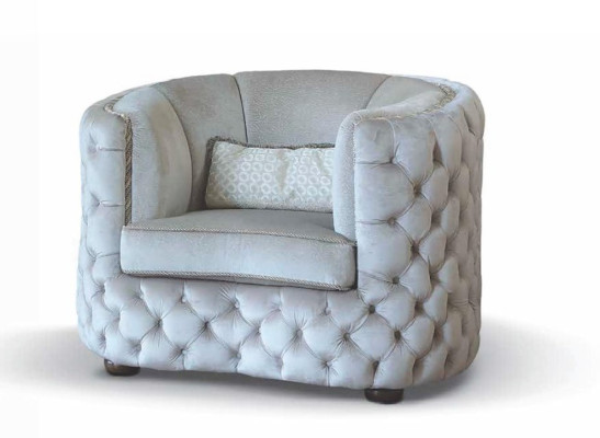 Chesterfield Armchair Seater 1 Seat Fabric Cocktail Chair Luxury Gray