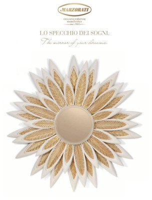 Wall mirror Mirror Flower Round Luxury Bedroom Gold Wood Modern