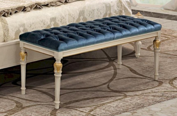 Stool Chesterfield Seater Seat Upholstery Stool Upholstery Fabric Wood Blue