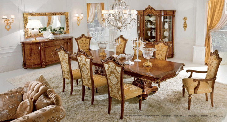 Luxury Dining room chair Chair Dining room Armchair Seater Wood Brown