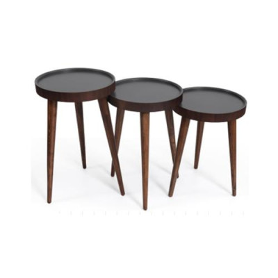 Braun Wood 3x Coffee tables Living room Complete Side table Luxury Tables