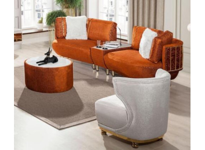 Orange Living room Table -Sofa Designer Armchair Luxurious Coffee table Set