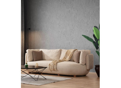 Light beige upholstered sofa Living room Furnishings Designer 3-Seater Couch