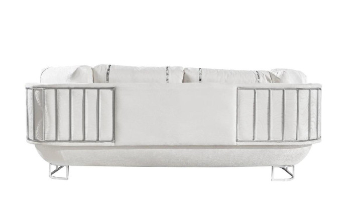 Designer Living room Couch White 3-Seater stainless steel Sofas Wooden frame