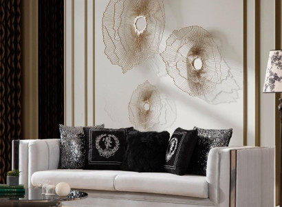 White Modern Textile Sofa Living room 3-Seater Luxurious Upholstery Couch