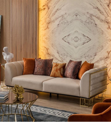 Upholstery 3-Seater exclusive r Beiger Living room three-seater luxury couches