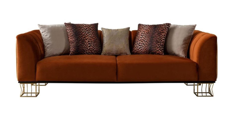 Living room seating furniture Orange 3-Seater Luxurious couch metal feet