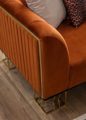 Living room seating furniture Orange 3-Seater Luxurious couch metal feet
