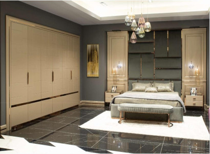 Complete e bedroom furniture double bed bed beige modern set 5 pieces wood