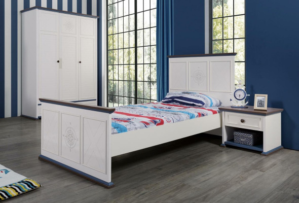 Design Modern Furniture Bedside table Children Side Youth Room White Wood
