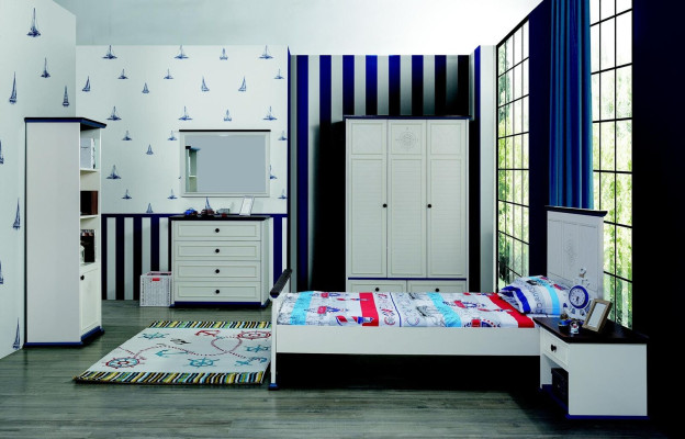 Design Modern Furniture Bedside table Children Side Youth Room White Wood