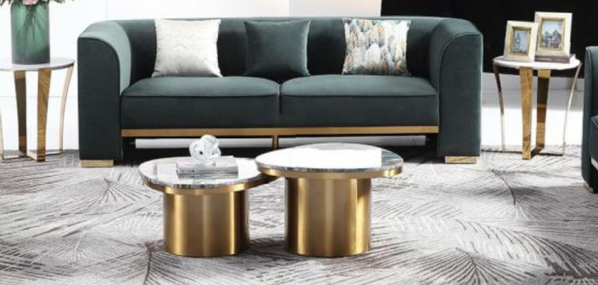 Round Table Couch Marble Round Tables Side Stainless Steel Double Set 2 Piece Furniture