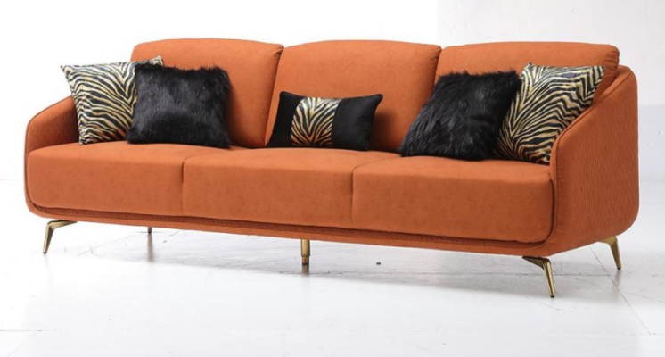 Three Seater Couch Upholstery Design Sofa Modern 3 Seat Sofas Room Furniture Orange