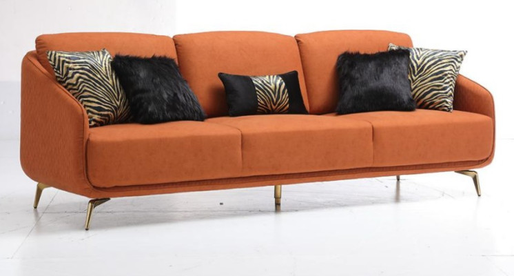 Three Seater Couch Upholstery Design Sofa Modern 3 Seat Sofas Room Furniture Orange